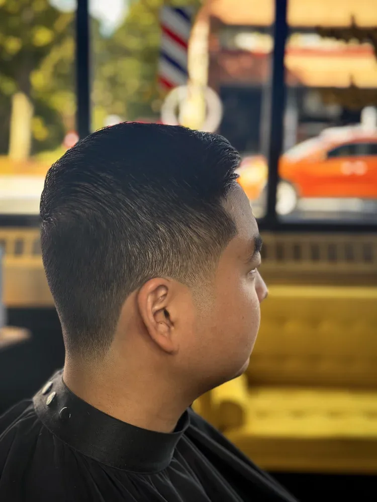 Classic taper, brushed back, side profile